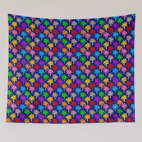Item preview, Colorful Rainbow Palm Trees Design - Blue  designed and sold by PatternTitan.