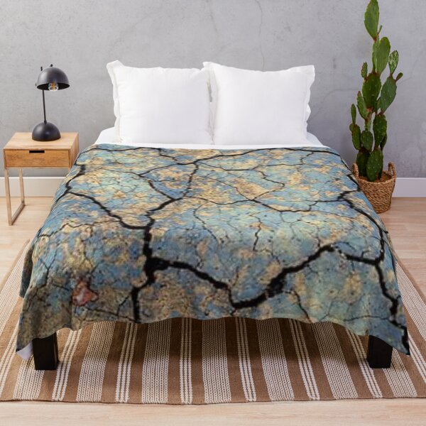 Item preview, Abstract Cracked Earth Texture Blue Turquoise and Gold Ochre Grunge designed and sold by LYAN-STORE.