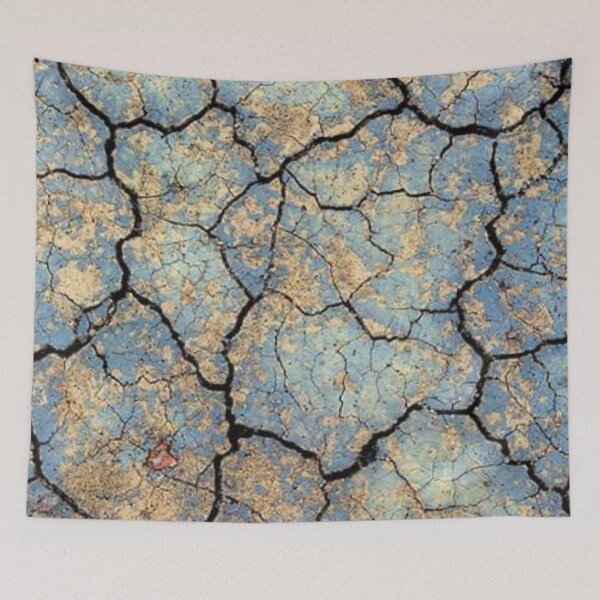 Item preview, Abstract Cracked Earth Texture Blue Turquoise and Gold Ochre Grunge designed and sold by LYAN-STORE.
