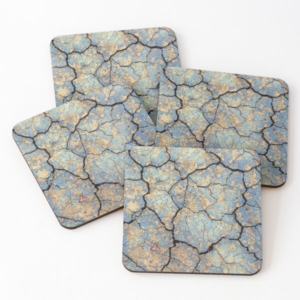 Item preview, Abstract Cracked Earth Texture Blue Turquoise and Gold Ochre Grunge designed and sold by LYAN-STORE.