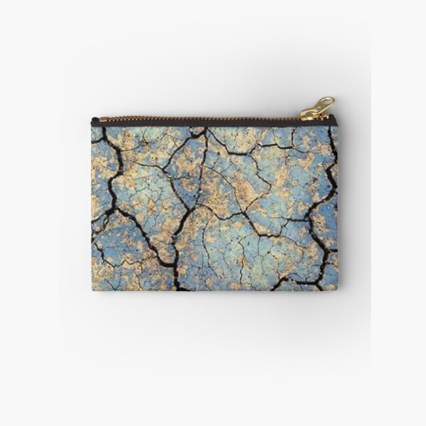 Item preview, Abstract Cracked Earth Texture Blue Turquoise and Gold Ochre Grunge designed and sold by LYAN-STORE.