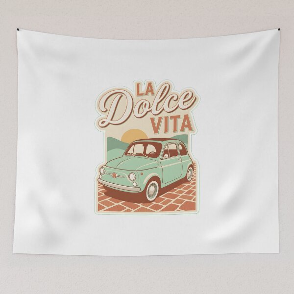 Item preview, Retro Fiat 500 La Dolce Vita Italian Classic Car Graphic designed and sold by EKHOAISTORE.