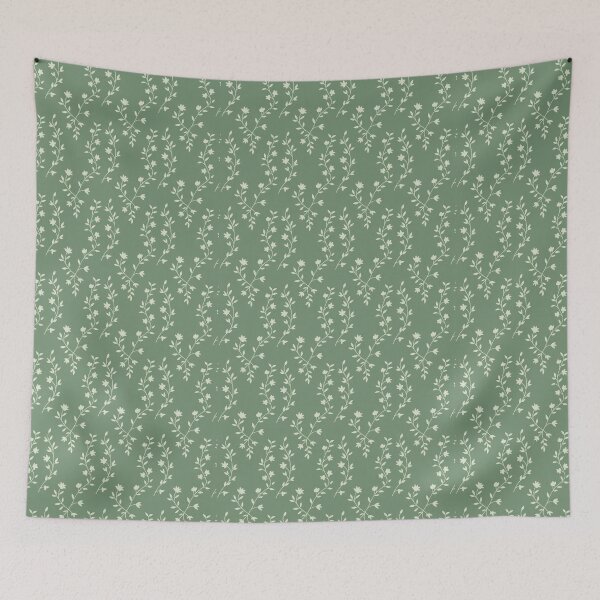 Item preview, Elegant botanical pattern on soft green background ideal for home decor and craft projects designed and sold by MiraCleAI.