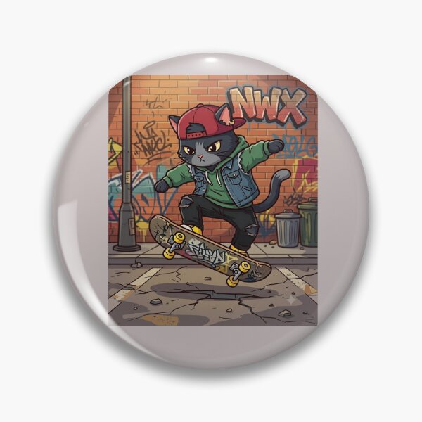 Item preview, Skateboarding NWX Cat on Street Art Background designed and sold by aminomen.