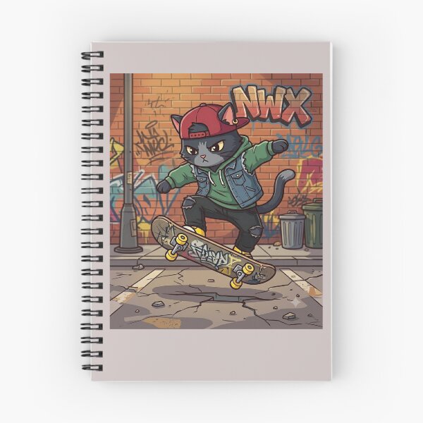 Item preview, Skateboarding NWX Cat on Street Art Background designed and sold by aminomen.