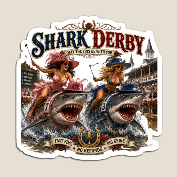 Item preview, Shark Derby May the Fins Be With You Funny Shark Racing designed and sold by Willyboy16.