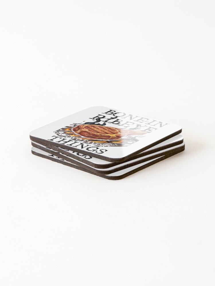 Thumbnail 4 of 5, Coasters (Set of 4), Bone In Ribeye My Two Favorite Things designed and sold by TheEndDesign.
