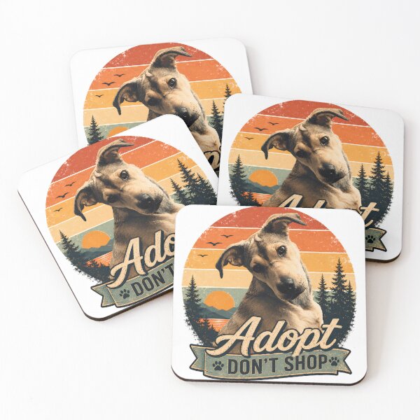Artikelvorschau, Adoptieren statt Kaufen – Vintage-Rettungshund-Sonnenuntergangsdesign entworfen und verkauft von LinaDesign Store.