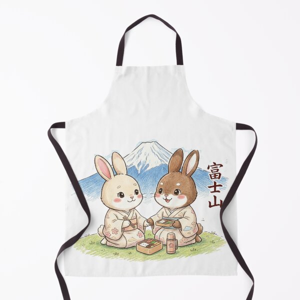 Item preview, Cute Kawaii Bunnies at Mt Fuji - Matching Kimono Japan Travel Art designed and sold by TaiwanMemory.