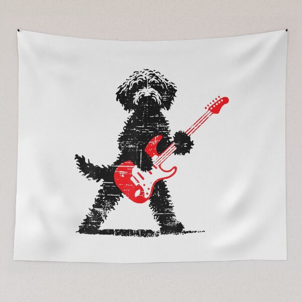 Item preview, Vintage Goldendoodle Rock Playing Guitar Funny Dog Music designed and sold by DuduMissing.