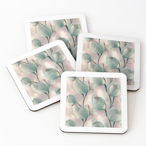 Item preview, Serene green lotus flowers elegantly intertwined in a delicate pastel setting of tranquility and beauty designed and sold by MiraCleAI.