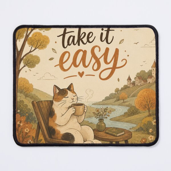 Item preview, Take It Easy Cat Tote Bag – Cute Calico Cat Coffee Autumn Countryside Cottagecore All Over Print Tote Bag designed and sold by IconicDesignsXd.