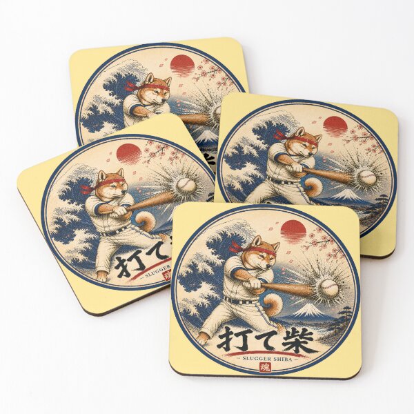 Item preview, Slugger Shiba Japanese Ukiyo-e Baseball Dog Sticker/T-Shirt Art designed and sold by Locker39.