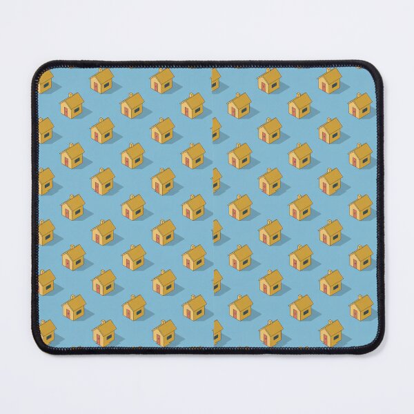 Item preview, Colorful isometric pattern of charming yellow houses on a bright blue backdrop designed and sold by MiraCleAI.