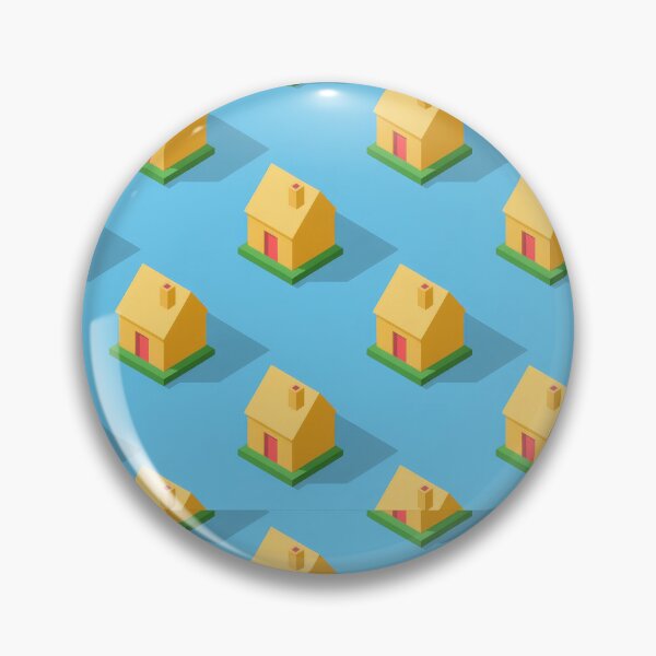 Item preview, Colorful isometric pattern of charming yellow houses on a bright blue backdrop designed and sold by MiraCleAI.