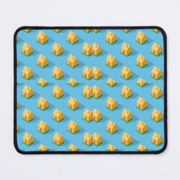 Item preview, Colorful isometric pattern of charming yellow houses on a bright blue backdrop designed and sold by MiraCleAI.