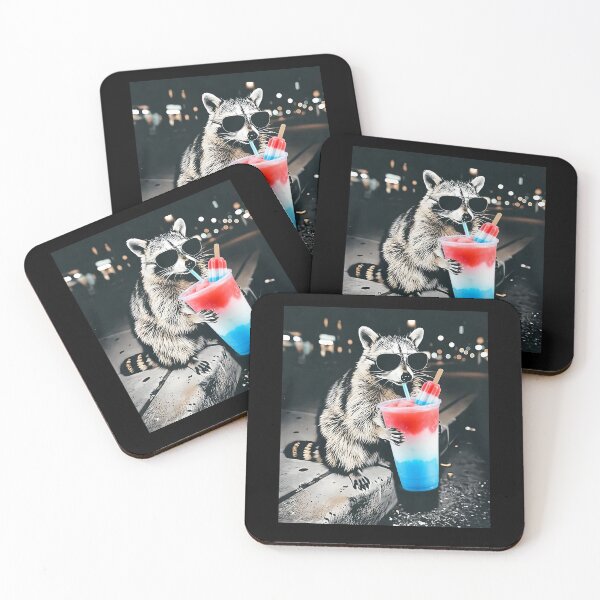 Item preview, Raccoon Drinking Patriotic Slushie 4th of July Trash Panda Freedom designed and sold by PixlCrypt.