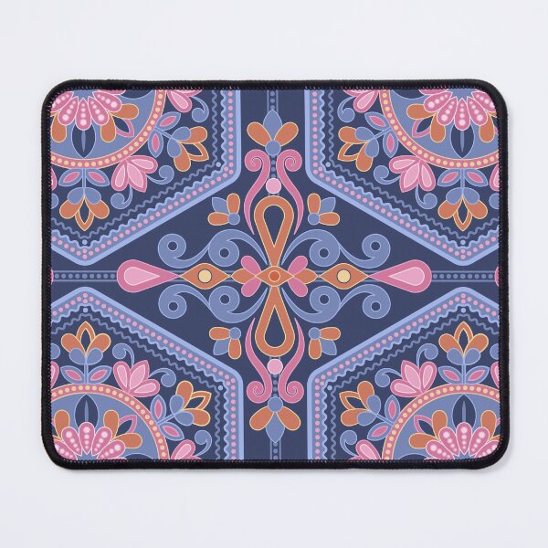 Item preview, Midnight Scandinavian Folk Art Seamless Pattern | Nordic Floral Tile Repeat in Navy Blue designed and sold by C.Kav.Art.