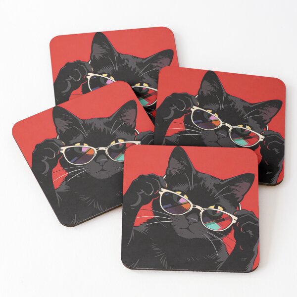 Item preview, Cool Black Cat Wearing Sunglasses Retro Pop Art designed and sold by     Pink Chaos Club.