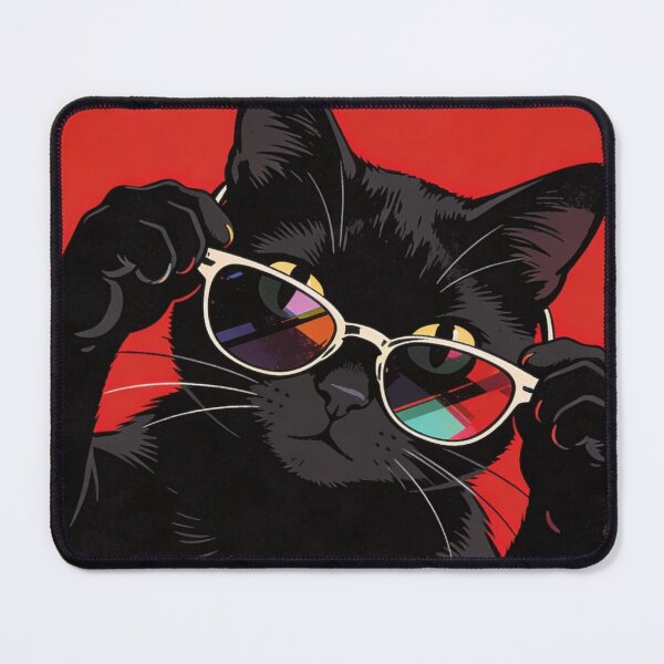 Item preview, Cool Black Cat Wearing Sunglasses Retro Pop Art designed and sold by     Pink Chaos Club.