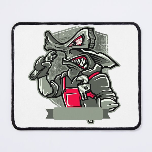 Item preview, Angry Hammerhead Shark Plumber Mascot Vector Illustration designed and sold by BrewChef.