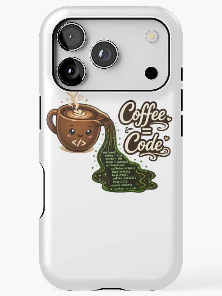 Thumbnail 1 of 4, iPhone Case, Coffee Equals Code – Programmer Fuel Sticker designed and sold by InkPixell.