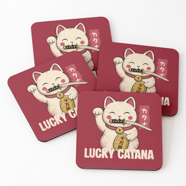 Item preview, Gato afortunado saludando con Catana en la boca designed and sold by therocketman.