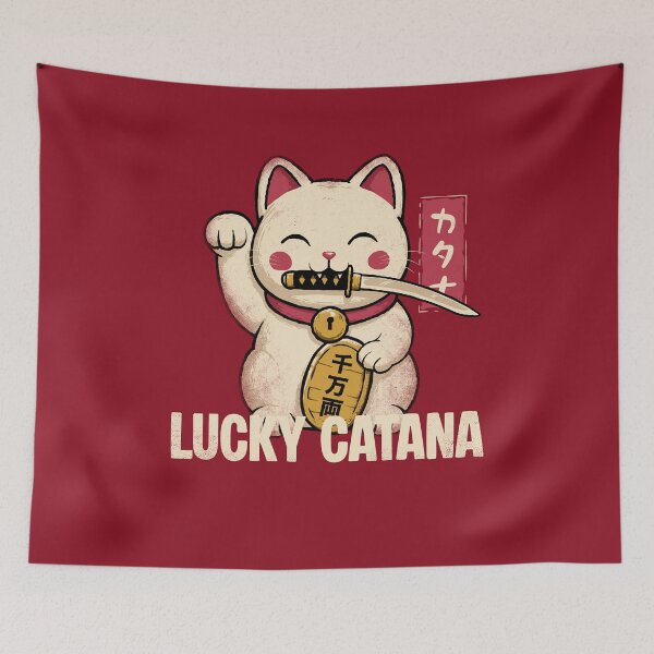 Item preview, Lucky Cat Waving with Catana in mouth designed and sold by therocketman.