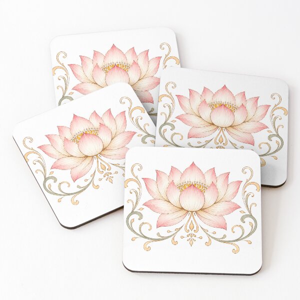 Artikelvorschau, Buddha, rosa und goldener Lotus entworfen und verkauft von Dreamweaver Mandalas.