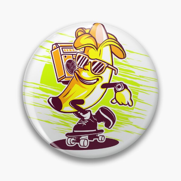 Item preview, Cool Cartoon Banana Skateboarding with Boombox Mascot Art designed and sold by BrewChef.