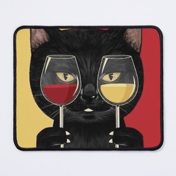 Item preview, Funny Black Cat Red and White Wine Glasses Art designed and sold by     Pink Chaos Club.
