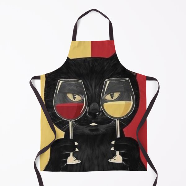 Item preview, Funny Black Cat Red and White Wine Glasses Art designed and sold by     Pink Chaos Club.