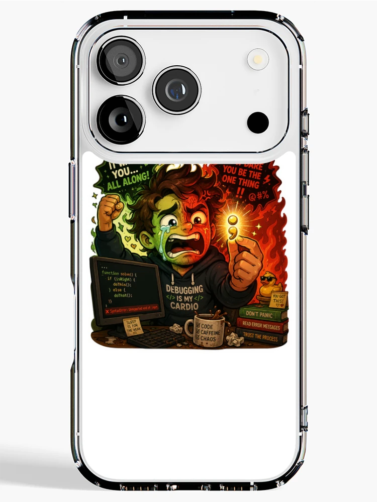 Thumbnail 1 of 5, iPhone Case, Debugging Is My Cardio – Funny Programmer Sticker designed and sold by InkPixell.
