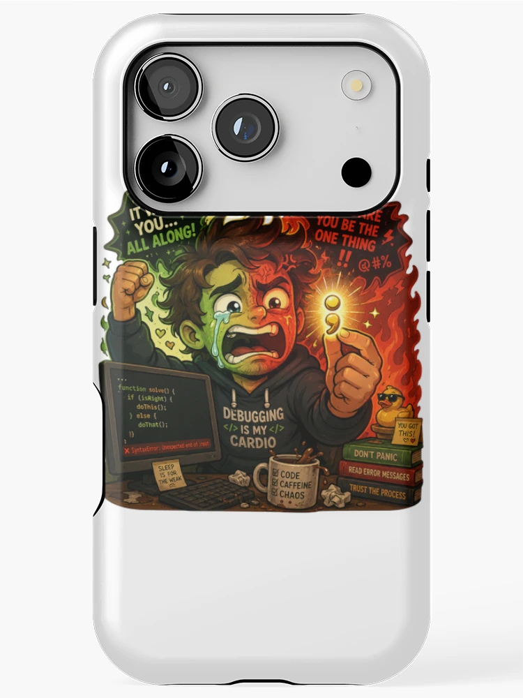 Thumbnail 1 of 4, iPhone Case, Debugging Is My Cardio – Funny Programmer Sticker designed and sold by InkPixell.