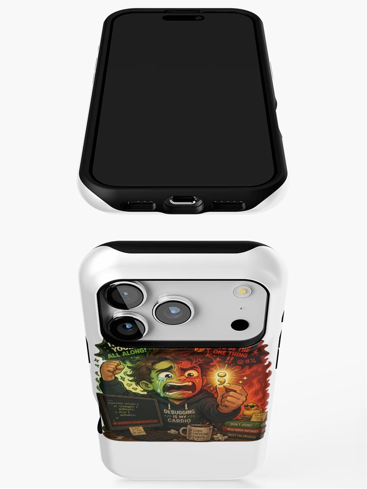 Thumbnail 3 of 4, iPhone Case, Debugging Is My Cardio – Funny Programmer Sticker designed and sold by InkPixell.