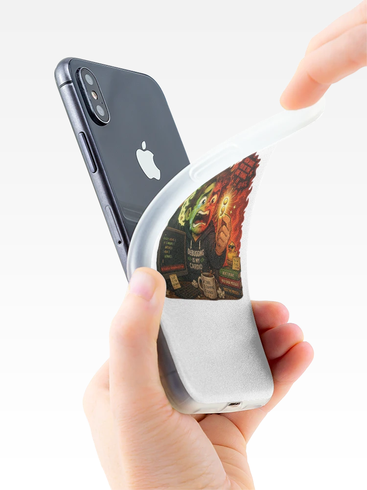 Thumbnail 4 of 5, iPhone Case, Debugging Is My Cardio – Funny Programmer Sticker designed and sold by InkPixell.