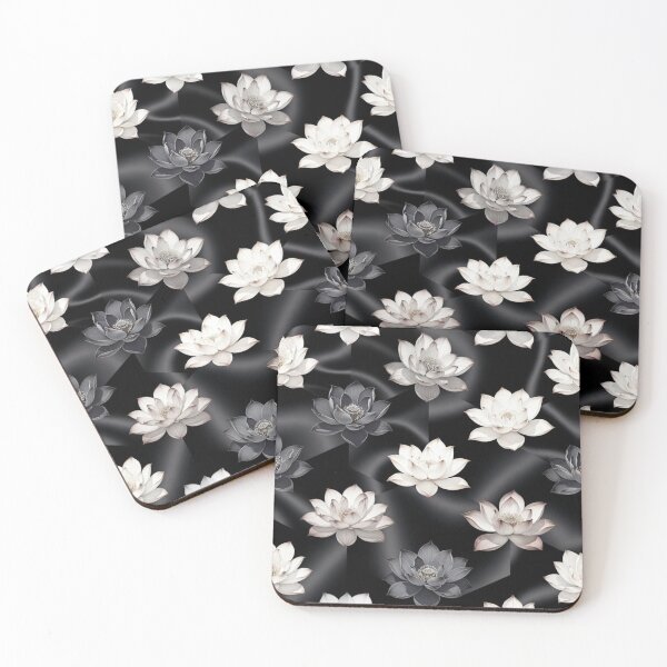 Item preview, Elegant Black and White Lotus Floral Pattern designed and sold by IntelliMindDesigns.