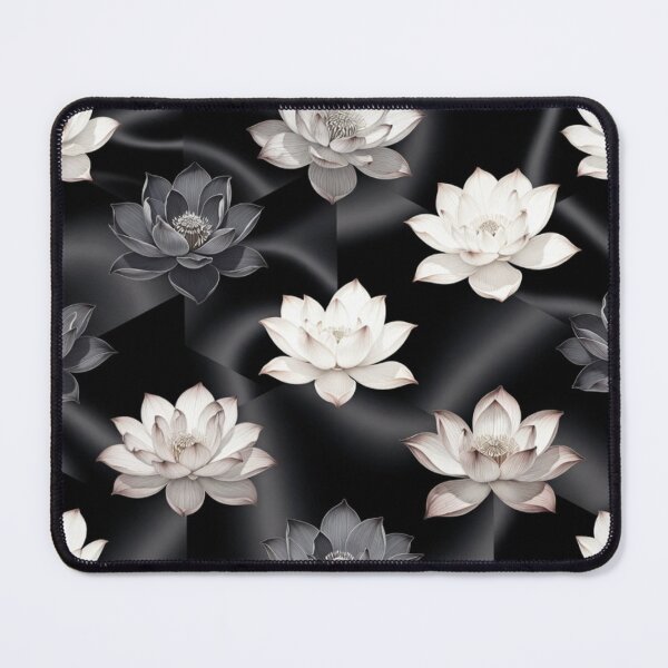 Item preview, Elegant Black and White Lotus Floral Pattern designed and sold by IntelliMindDesigns.