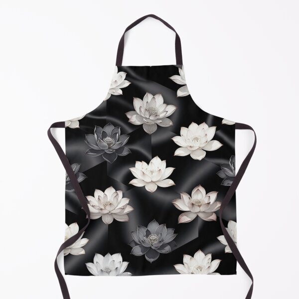 Item preview, Elegant Black and White Lotus Floral Pattern designed and sold by IntelliMindDesigns.