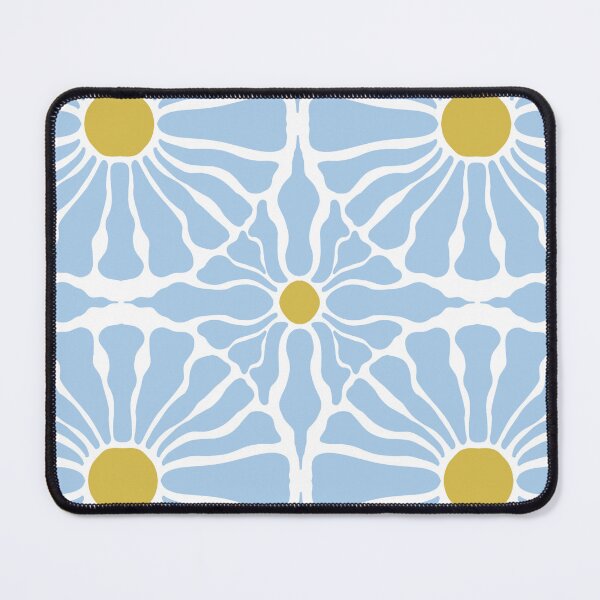 Item preview, Blue and Gold Botanical Flower Tile Pattern designed and sold by sunsmilestudio.