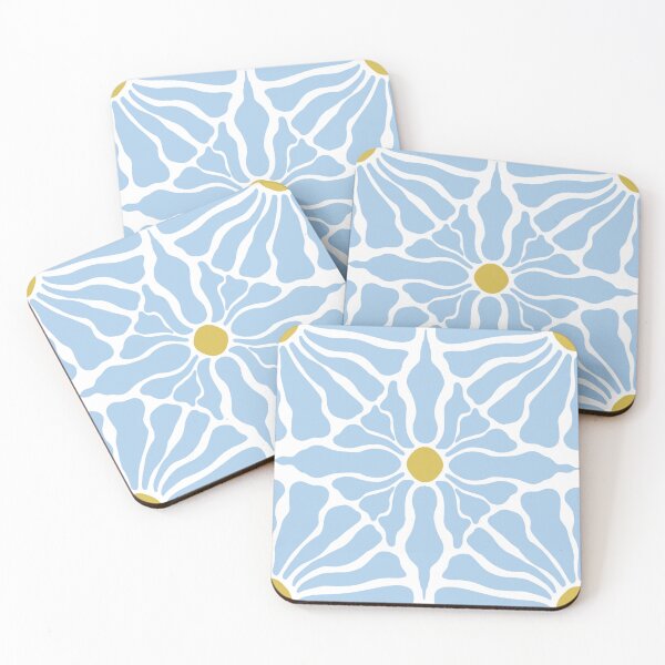 Item preview, Blue and Gold Botanical Flower Tile Pattern designed and sold by sunsmilestudio.