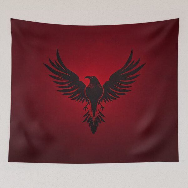 Item preview, Black Raven Wings Emblem Logo On Red Background designed and sold by GrinGalore.