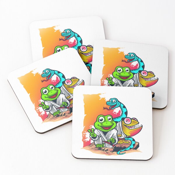 Item preview, Cute Cartoon Martial Arts Animals Mascot with Frog, Snake, and Lizard designed and sold by BrewChef.