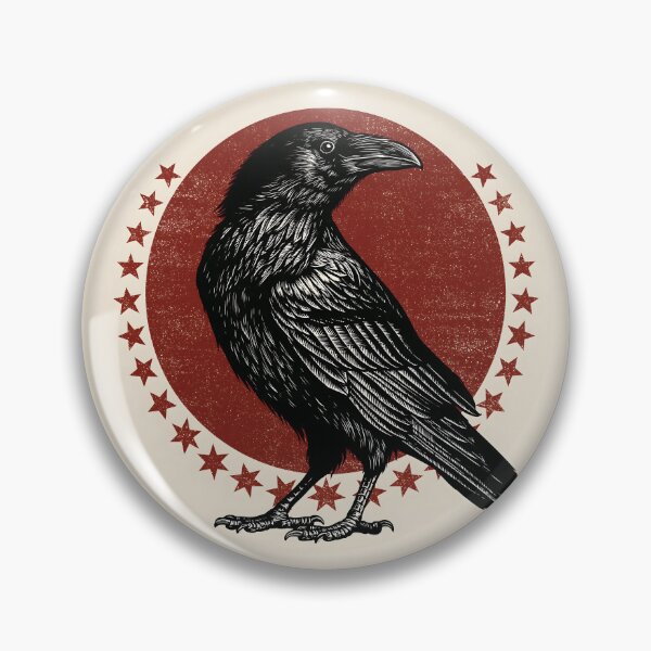 Item preview, Black Raven Red Sun Stars Emblem Logo On Beige Background designed and sold by GrinGalore.