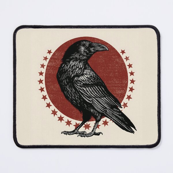 Item preview, Black Raven Red Sun Stars Emblem Logo On Beige Background designed and sold by GrinGalore.