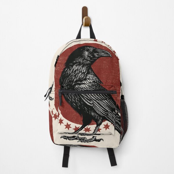 Item preview, Black Raven Red Sun Stars Emblem Logo On Beige Background designed and sold by GrinGalore.