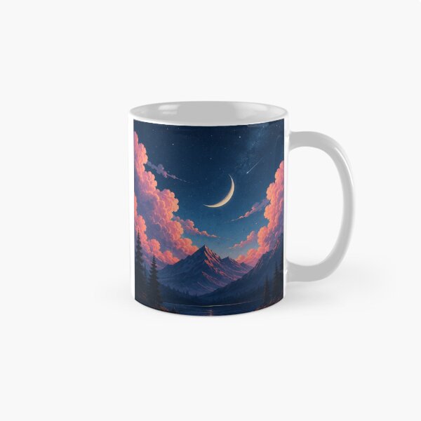 Item preview, Lofi Starry Night Mountain Lake Aesthetic Dreamy Celestial Moon designed and sold by LYAN-STORE.