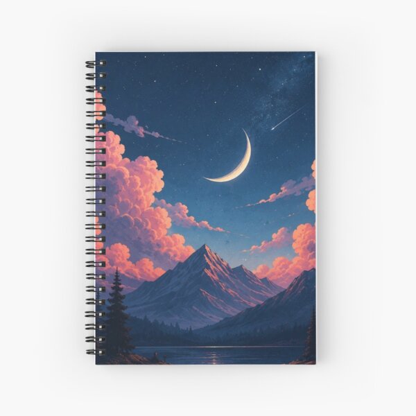 Item preview, Lofi Starry Night Mountain Lake Aesthetic Dreamy Celestial Moon designed and sold by LYAN-STORE.