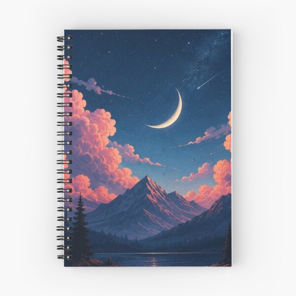 Item preview, Lofi Starry Night Mountain Lake Aesthetic Dreamy Celestial Moon designed and sold by LYAN-STORE.
