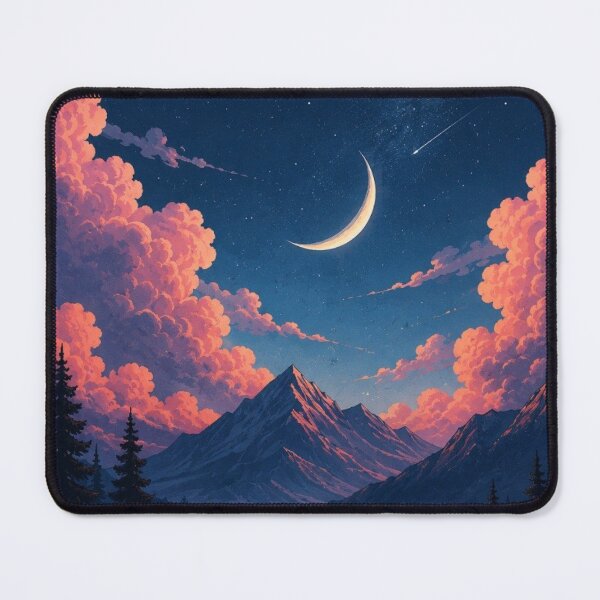 Item preview, Lofi Starry Night Mountain Lake Aesthetic Dreamy Celestial Moon designed and sold by LYAN-STORE.